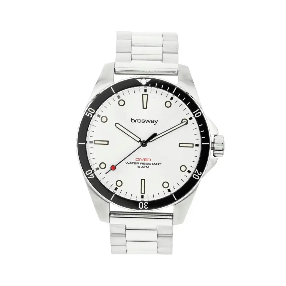 Orologio da uomo Brosway Diver WDI03 in acciaio silver con quadrante bianco