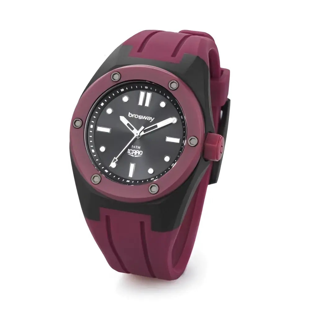 Orologio Brosway Uomo Icaro WIC10, quadrante borgogna e nero, cinturino in silicone