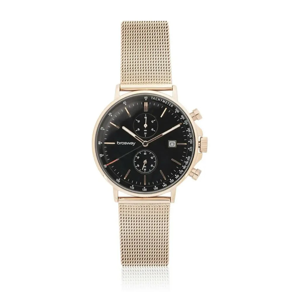 Orologio Brosway Uomo Volano WVO20 rose gold mesh chronograph nero