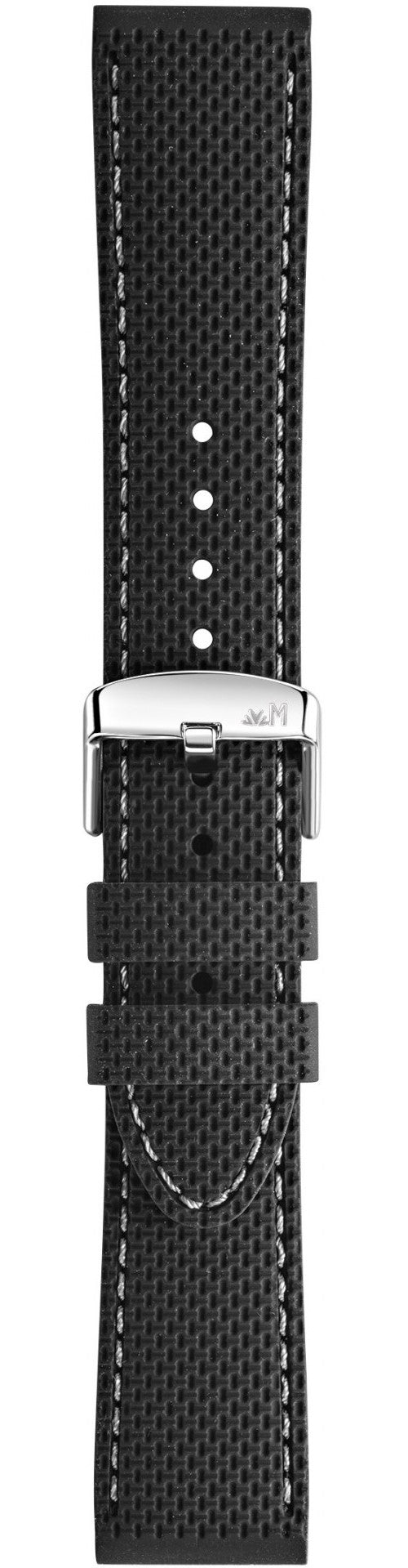 Morellato Cinturino In Silicone Nero Easy Click Linea Livenza Cuciture Grigie Ansa 24