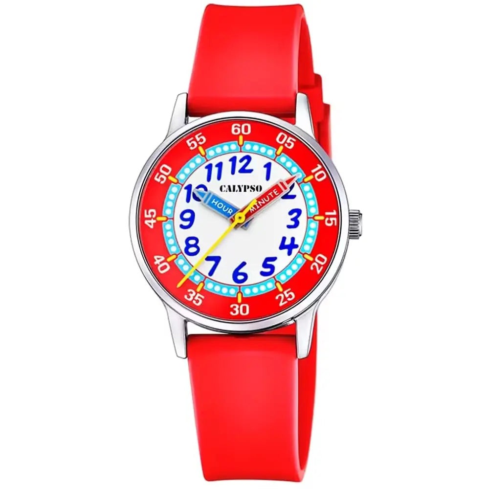 Orologio Calypso analogico da bambino rosso in silicone con accenti argento