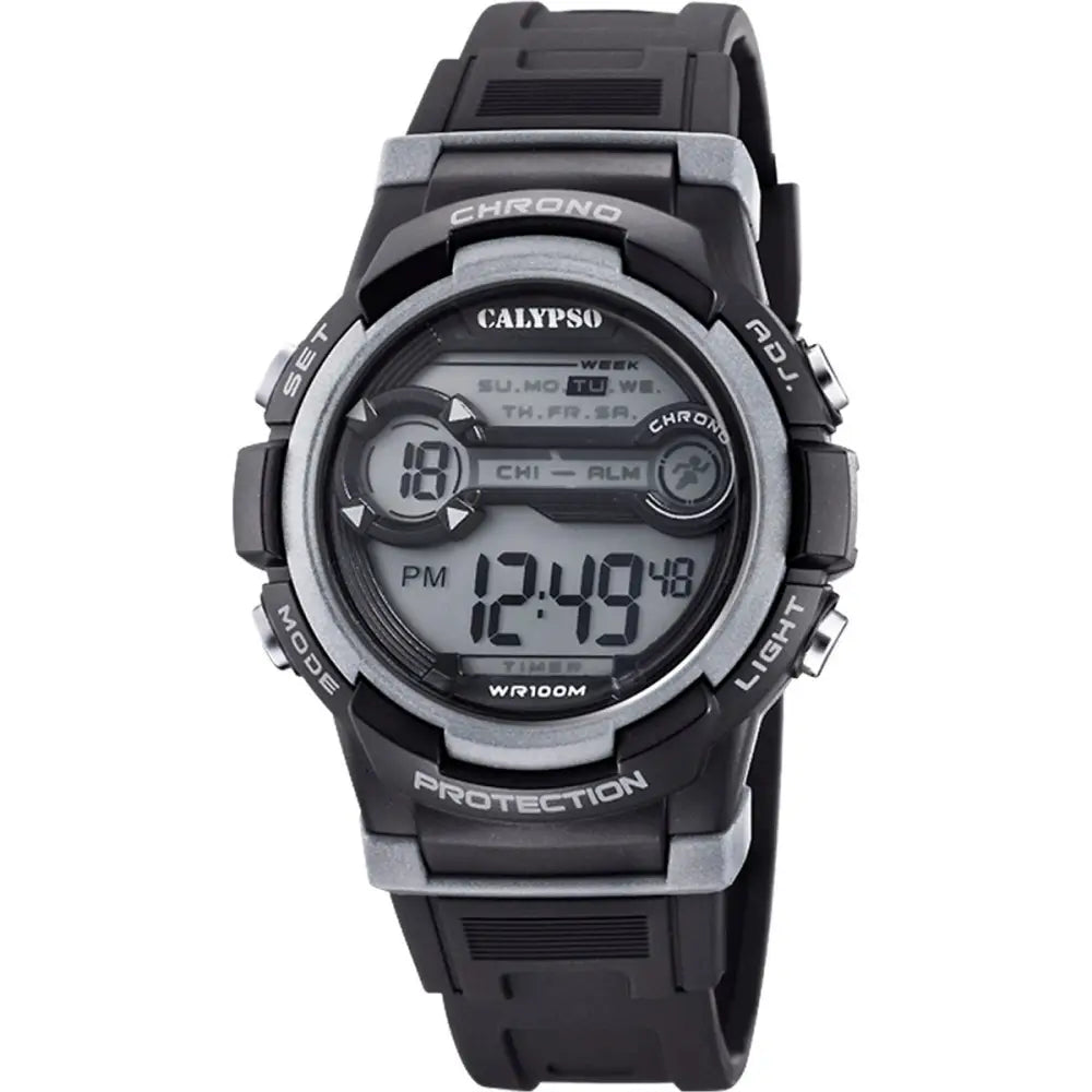 Orologio digitale Calypso K5808 nero argento con display LCD e strap rugged