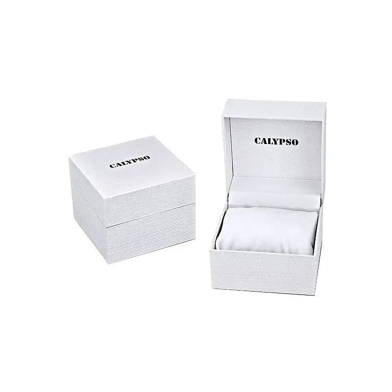 Scatola gioielli Calypso testurizzata bianca con cuscino interno