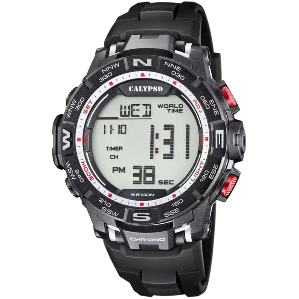 Orologio digitale Calypso da uomo K5816/4 nero e rosso rugged impermeabile