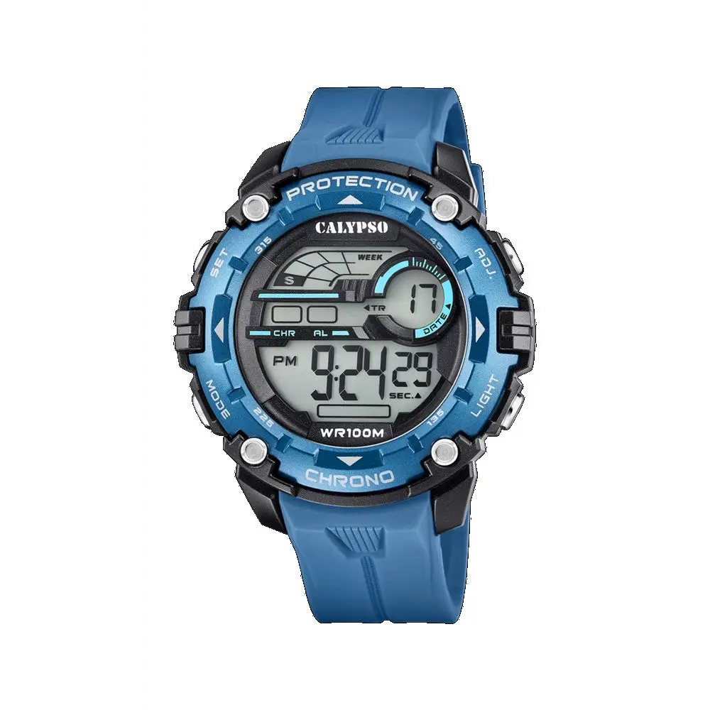 Orologio digitale da uomo Calypso K5819/2 blu e nero rugged WR100m