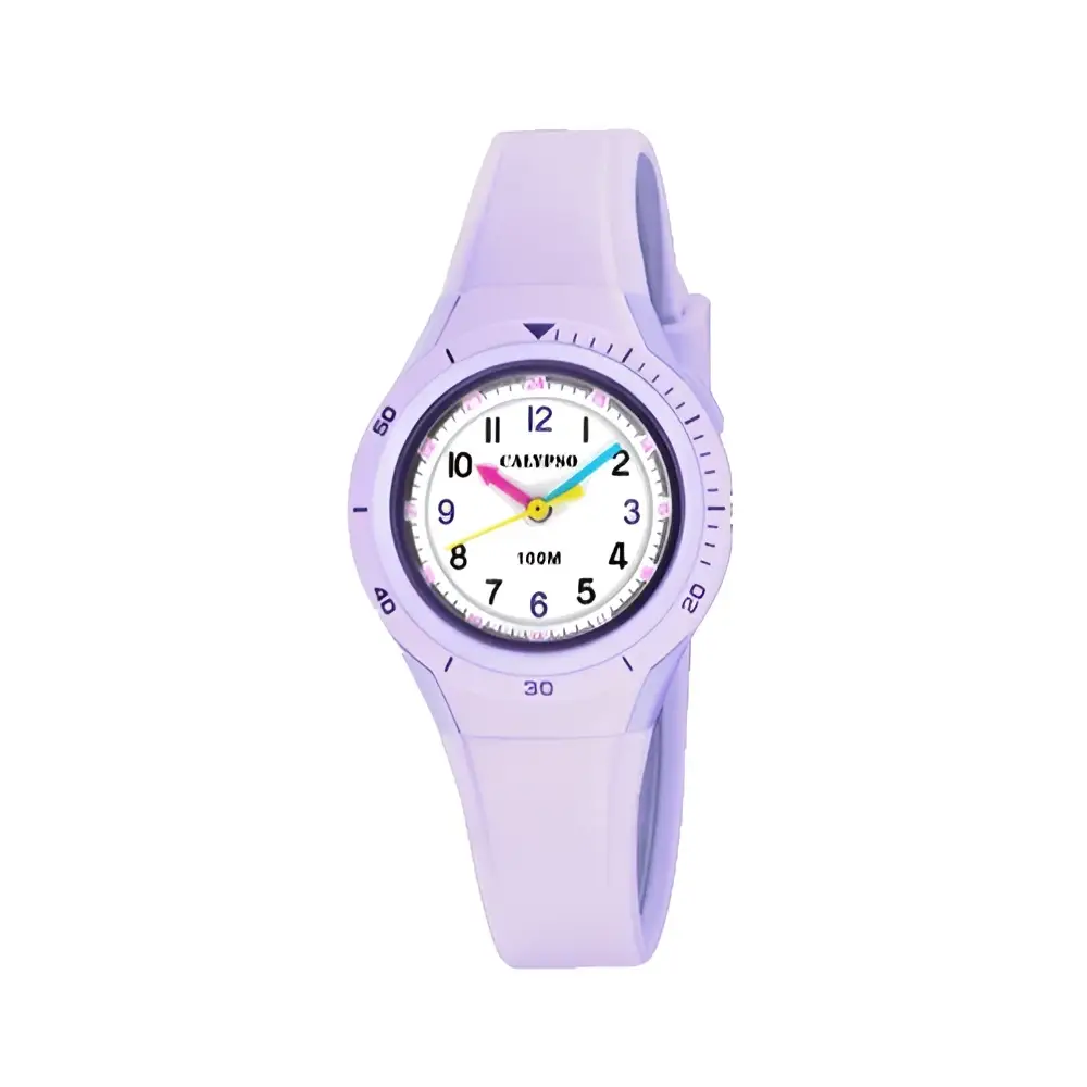 Orologio Calypso Solotempo lavanda con quadrante bianco e numeri neri