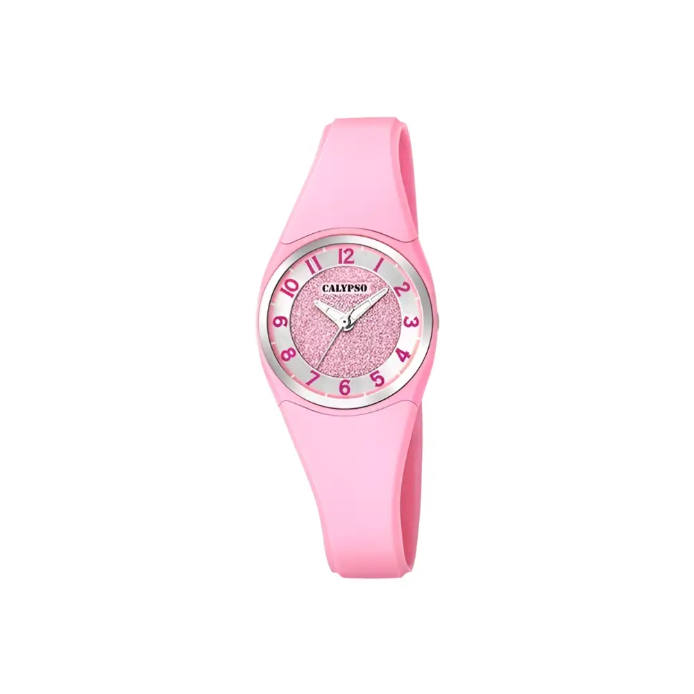 Orologio Calypso donna K5752/2 rosa glitter con quadrante e bracciale argento