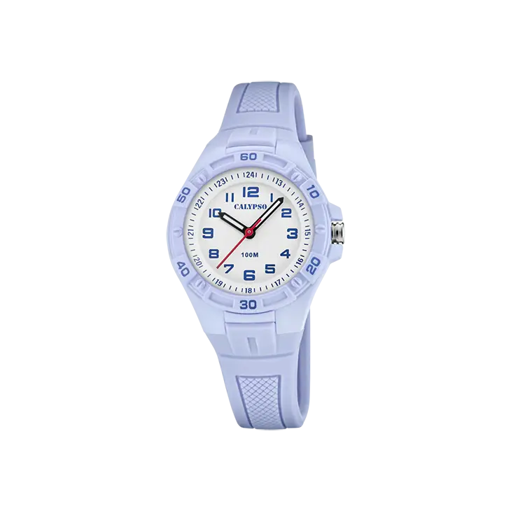 Orologio Casio bianco Calypso K5832/3 con cinturino in gomma e numeri neri