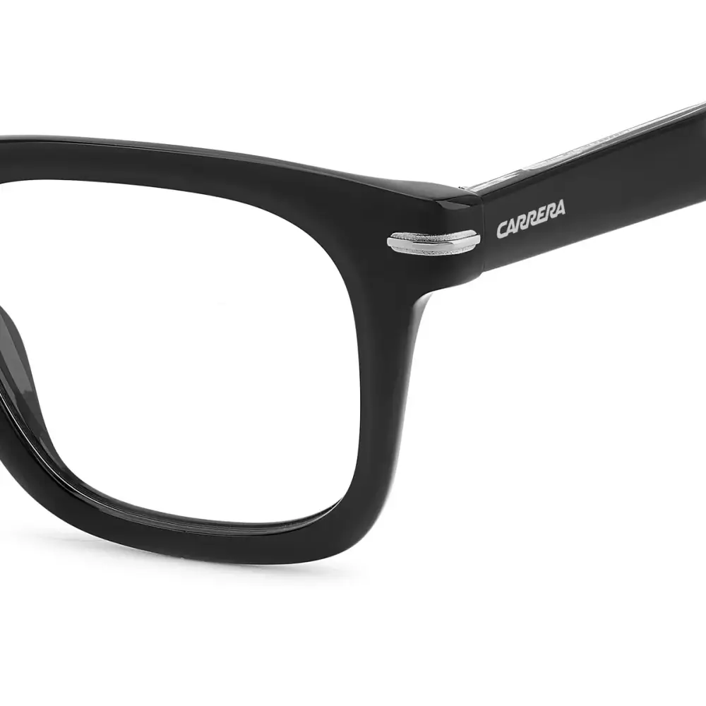 Occhiali da vista Carrera CA 361 rettangolari neri lucidi con accenti argento, calibro 50/22