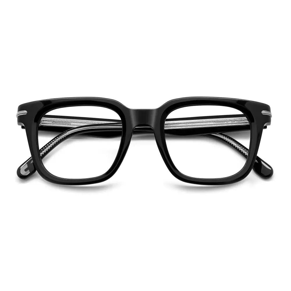 Occhiali da vista Carrera CA 361 uomo, montatura nera rettangolare con accenti argento