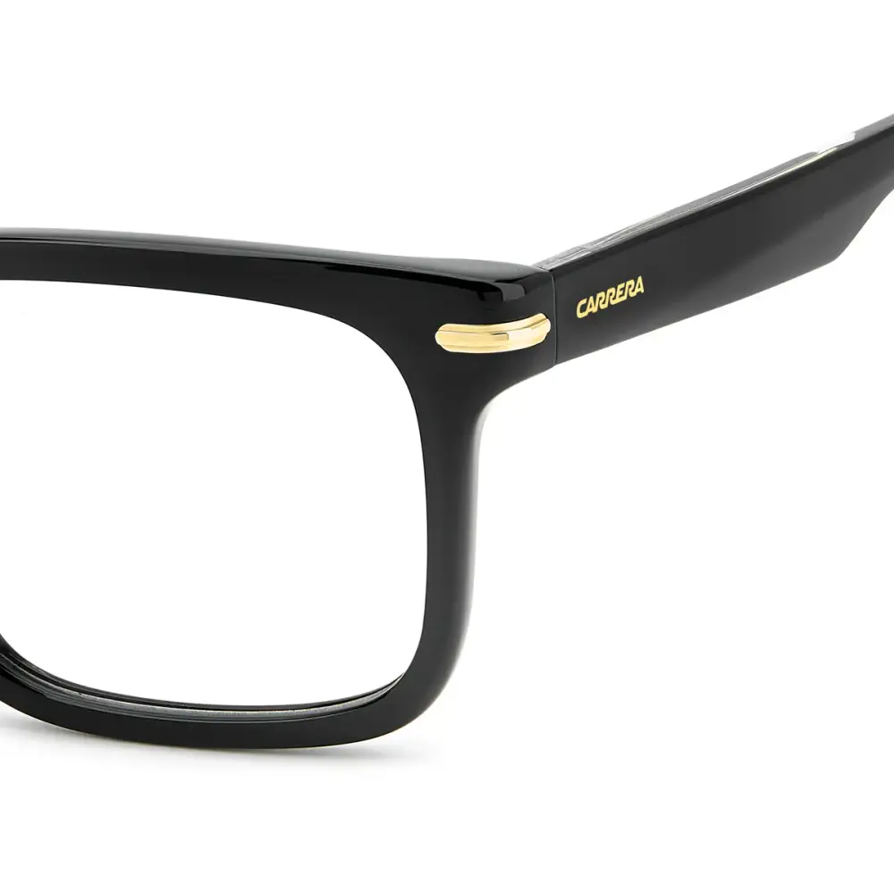 Montatura da vista Carrera CA 386 nera con accenti oro, design rettangolare