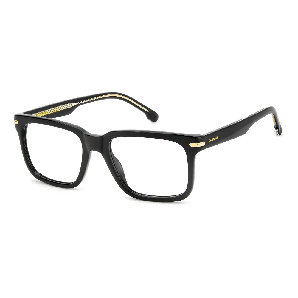 Occhiali da vista Carrera CA 386 uomo rettangolari neri con accenti oro