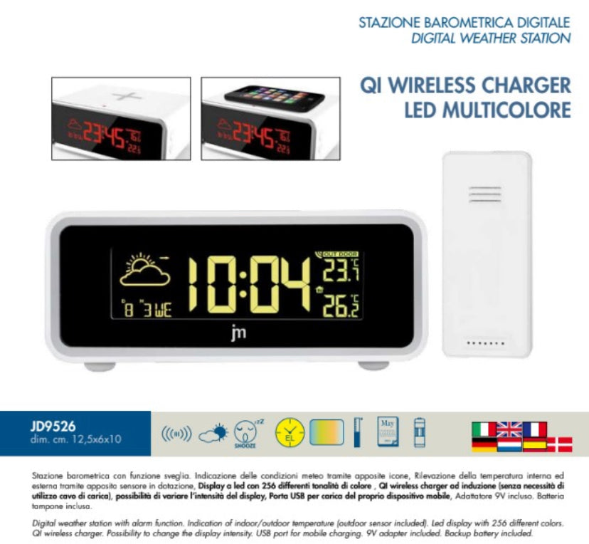 Justaminute Sveglia/Stazione Barometrica Digitale Con Led Multicolor JD9526