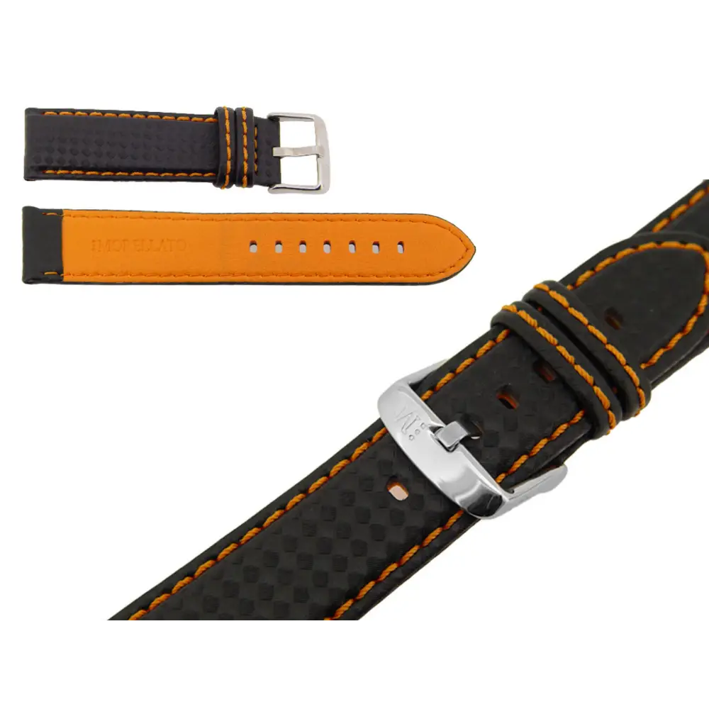 Cinturino Biking in Techno Carbonio Arancione, 24mm, impermeabile