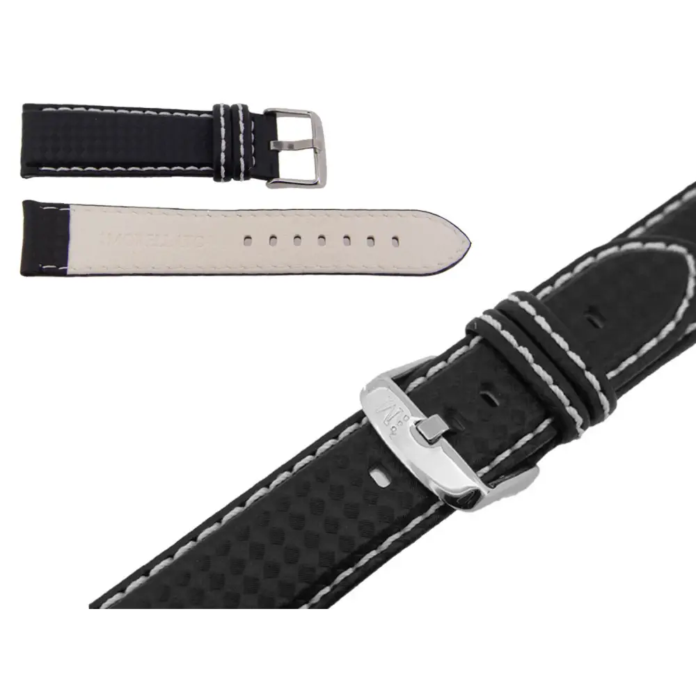 Cinturino biking in carbonio techno bianco, resistente all’acqua, ansa 24