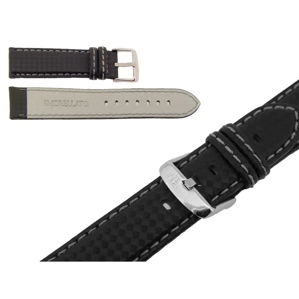 Cinturino Biking impermeabile in techno carbonio grigio, ansa 24 mm