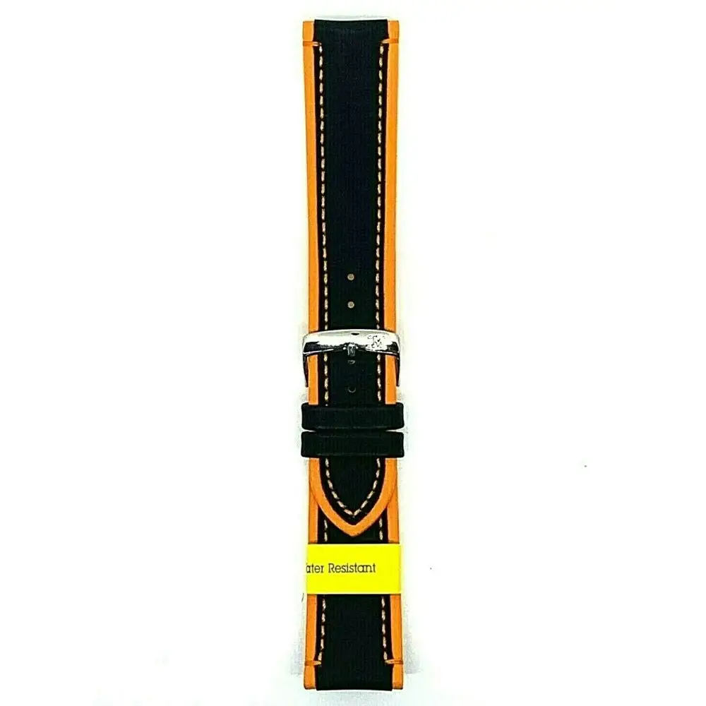 Cinturino Curling in Lorica arancione con fibbia argento e cuciture bianche