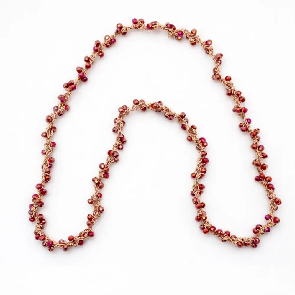 Collana Bea: collana artigianale con cristalli sfaccettati bordeaux e rame