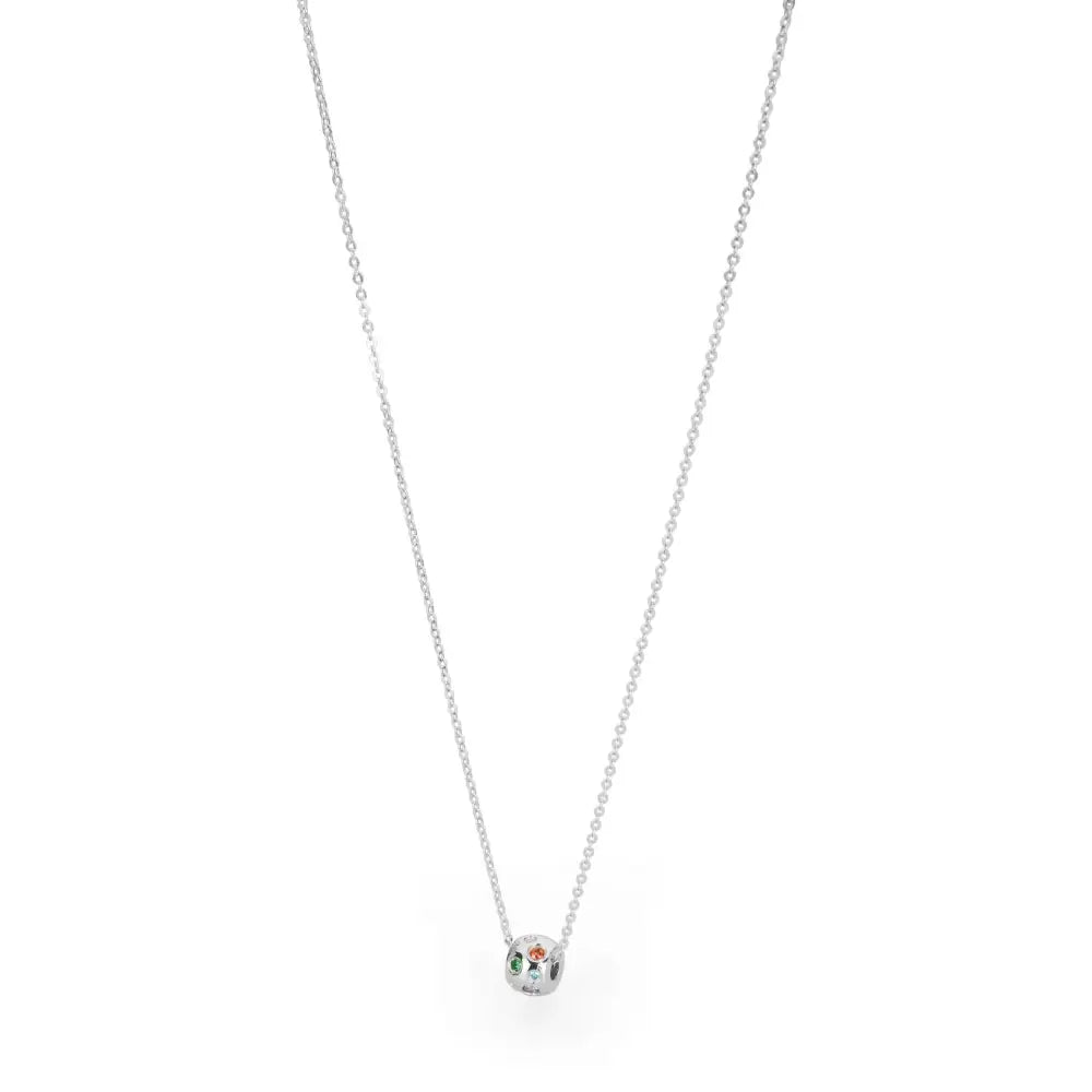 Collana donna Candy in argento con pendente rotondo di gemme colorate