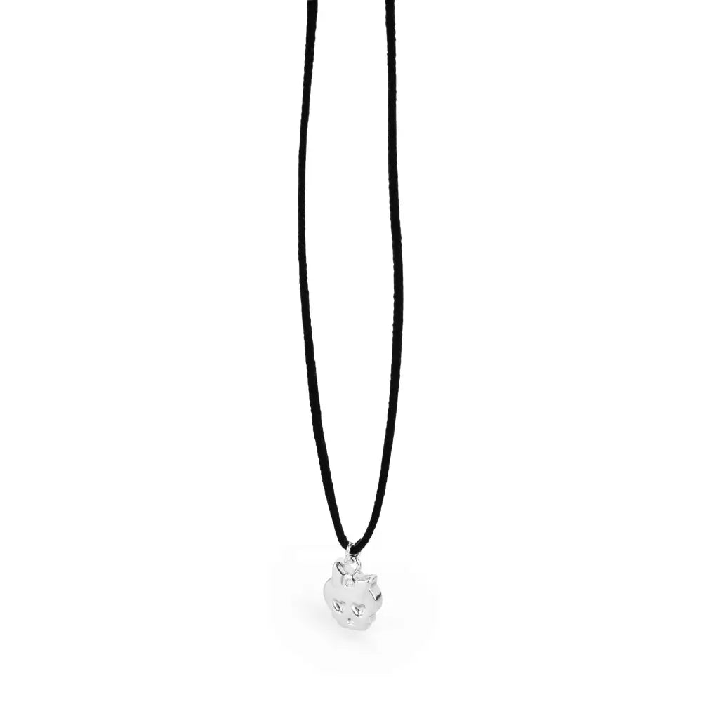 Collana donna in cotone con ciondolo argento Lolly G9LL06 gatto