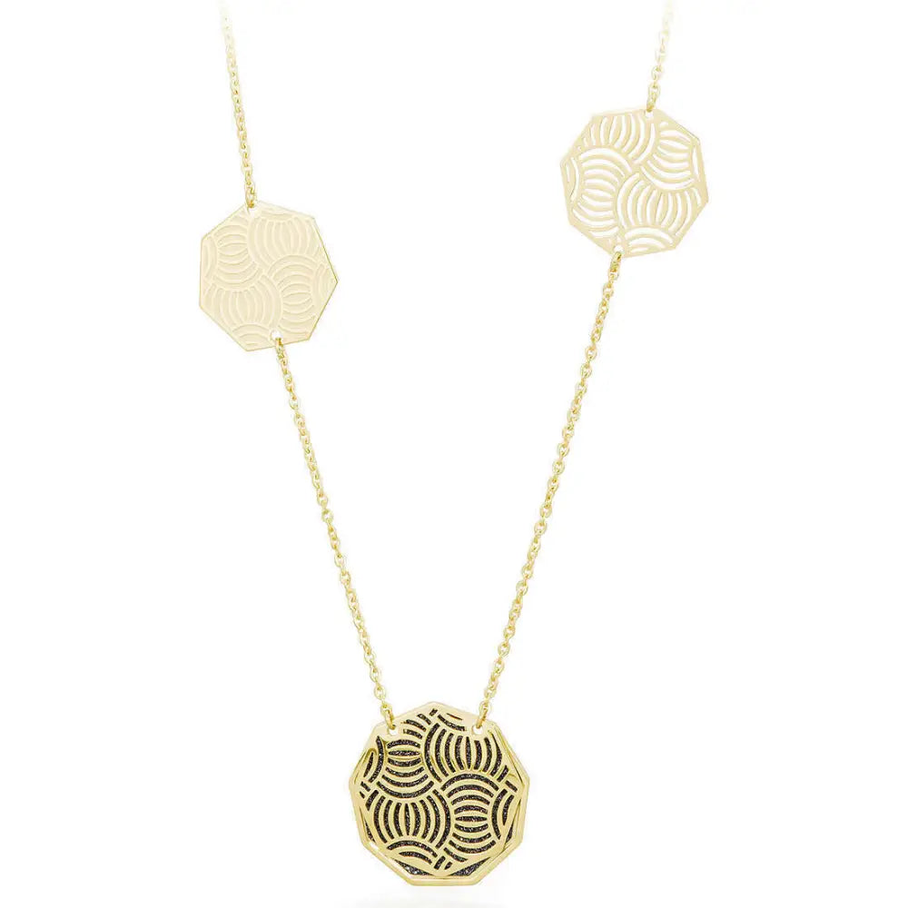 Collana donna Spirit BPR04: ciondolo geometrico oro con motivi esagonali