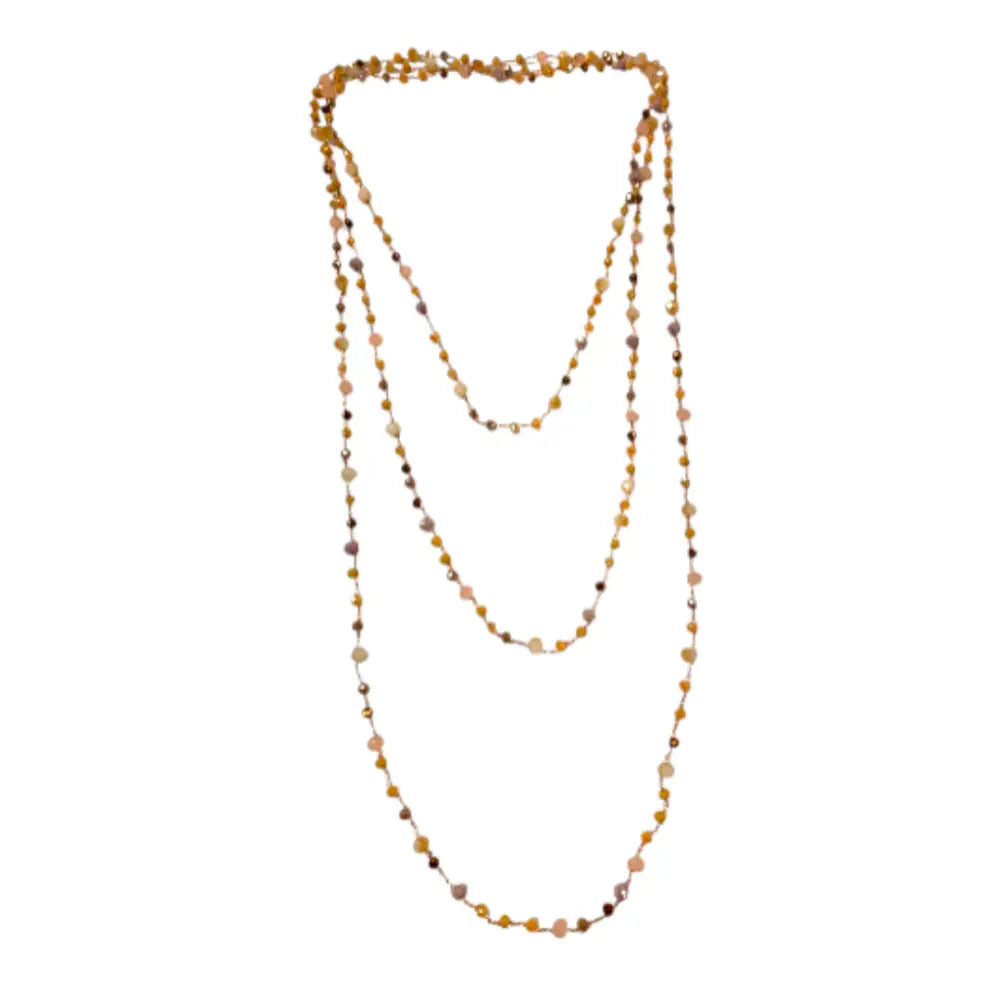 Collana handmade Aurora Tre Giri con cristalli sfaccettati in ambra oro rosa