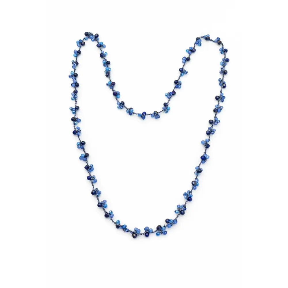 Collana handmade Breva con cristalli sfaccettati blu su catena metallica