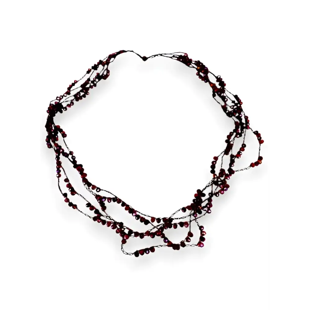 Collana handmade Edera Notturna con cristalli rosso vino e champagne