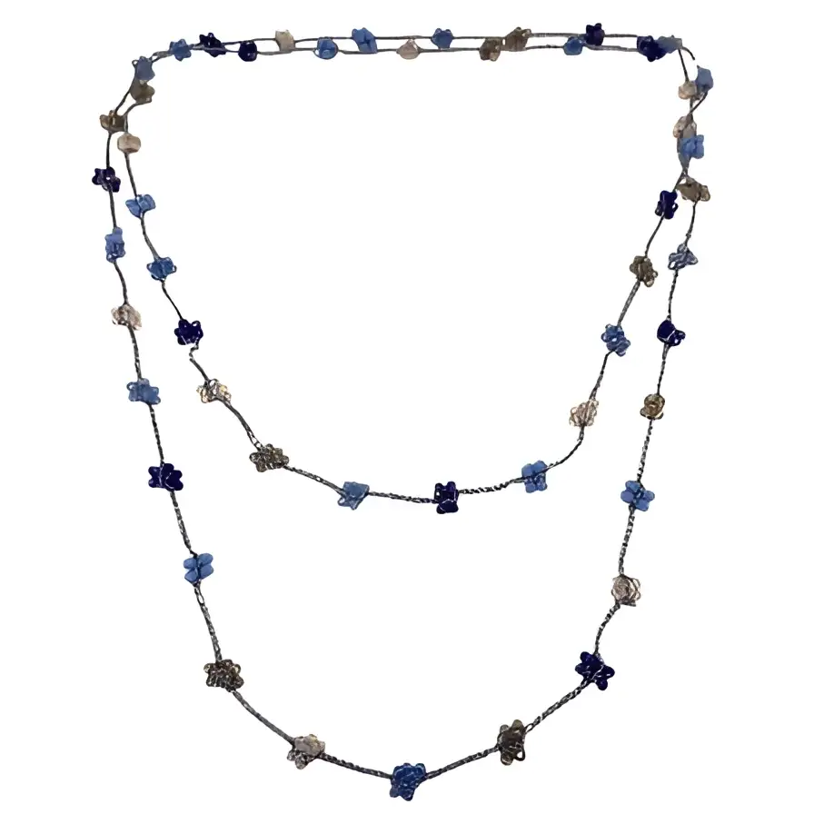 Collana handmade Flora con cristalli sfaccettati blu e multicolor
