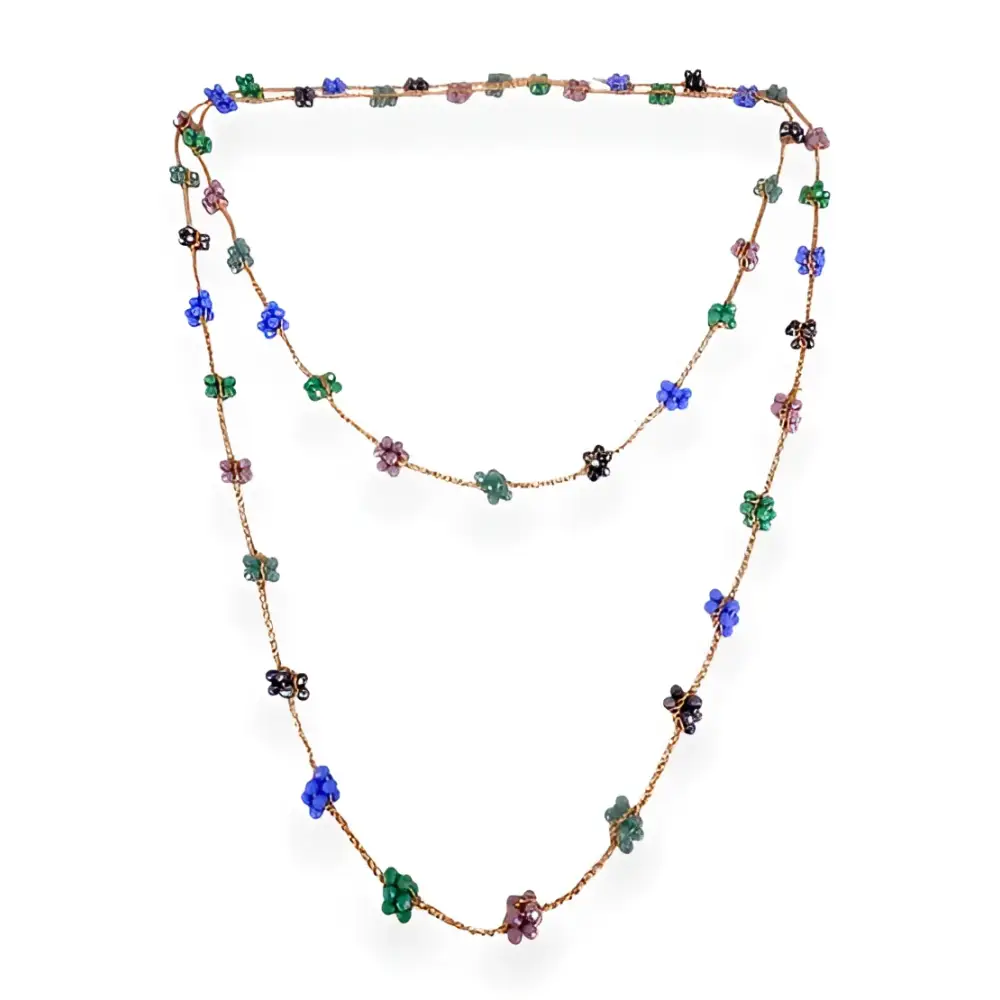 Collana handmade Flora multicolor con cristalli floreali colorati