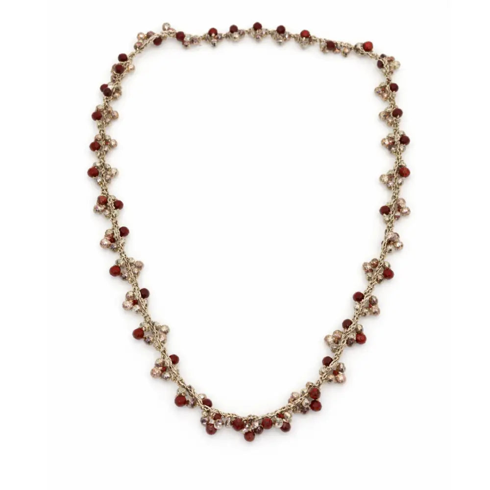 Collana handmade Luna Malva e Luna Rubino con cristalli sfaccettati multicolor