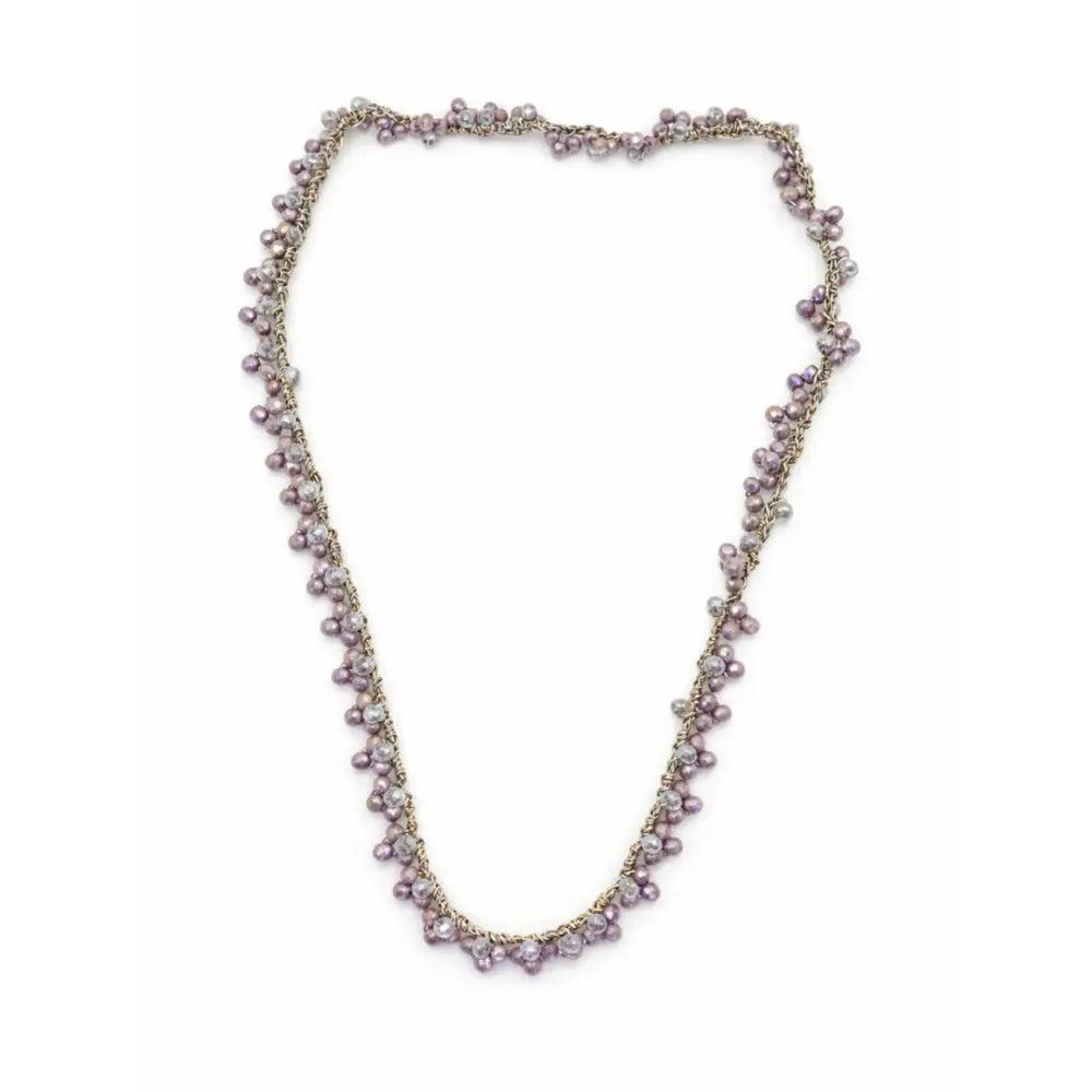 Collana handmade Luna Malva con perle lavanda su catena argento