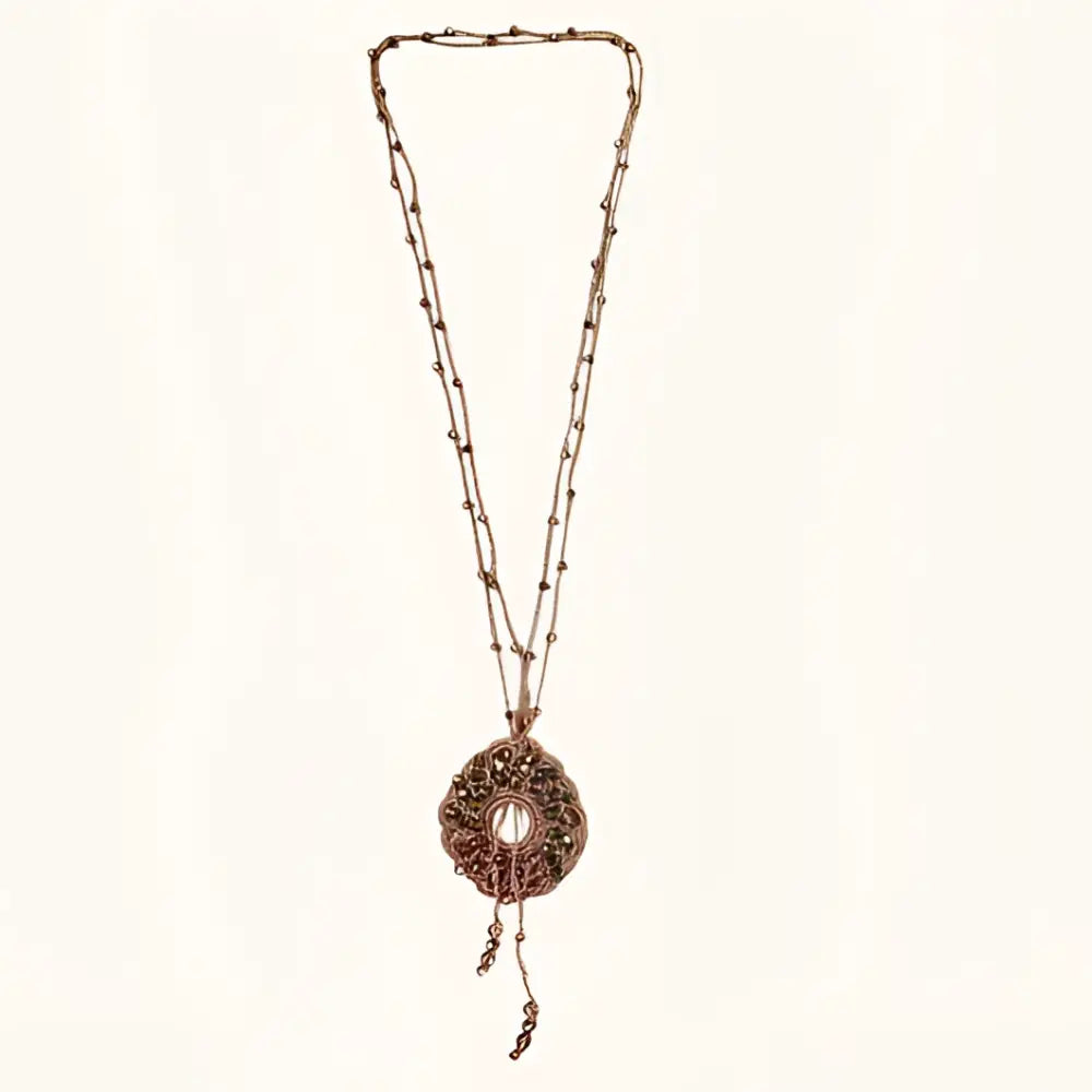 Collana handmade Sahara: rosa oro con cristalli multicolor sfaccettati