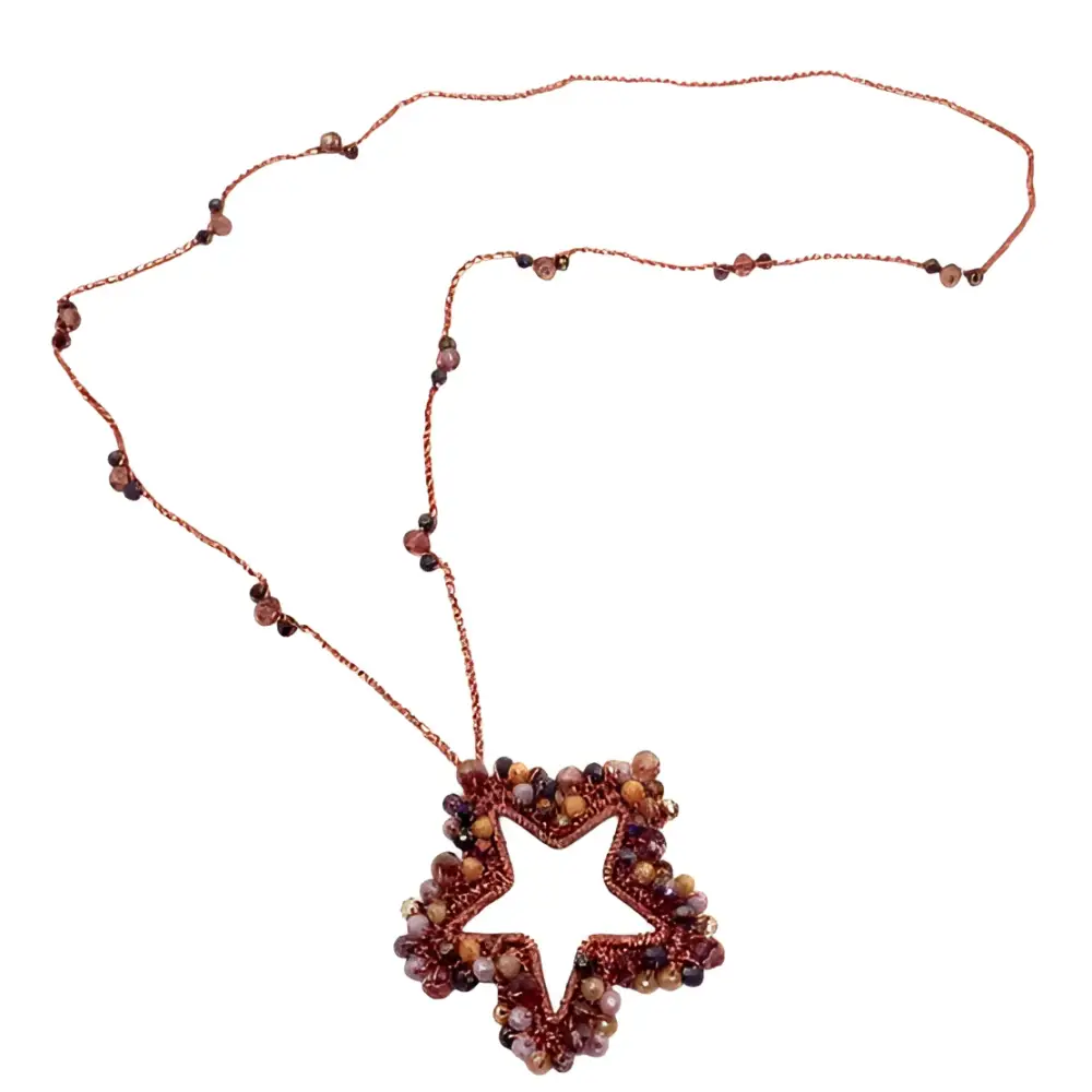 Collana handmade Stella Aurea con cristalli sfaccettati multicolore in rame