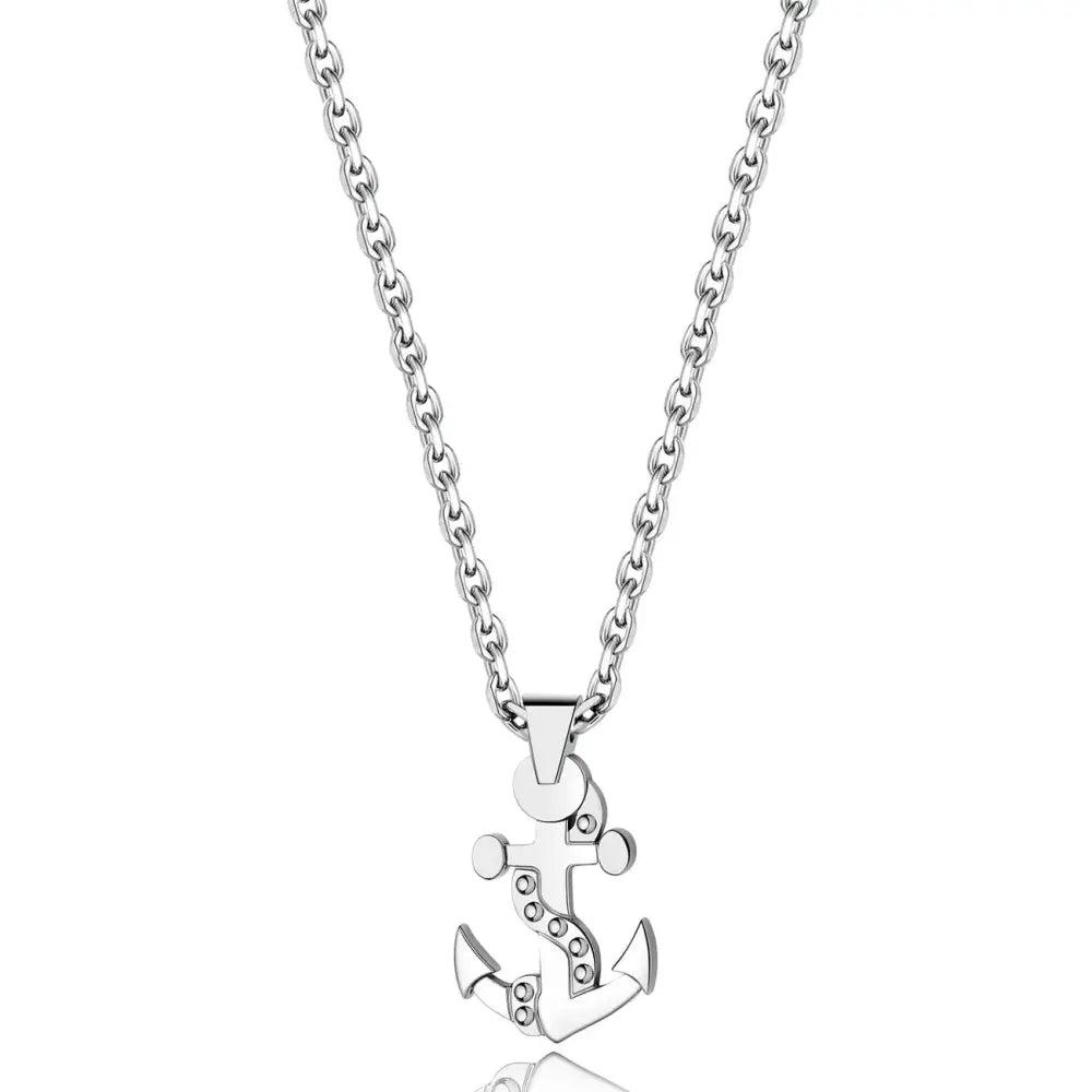 Collana uomo Voyage BVY07 Ancora argento con accenti diamanti