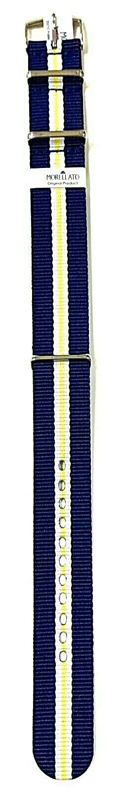 Morellato Cinturino Nato In Tessuto Canneté Blu/Bianco/Giallo Ansa 18 mm