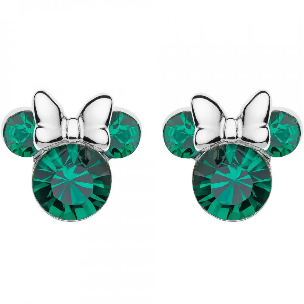 Orecchini con cristalli verdi di Minnie Mouse Disney per bambina