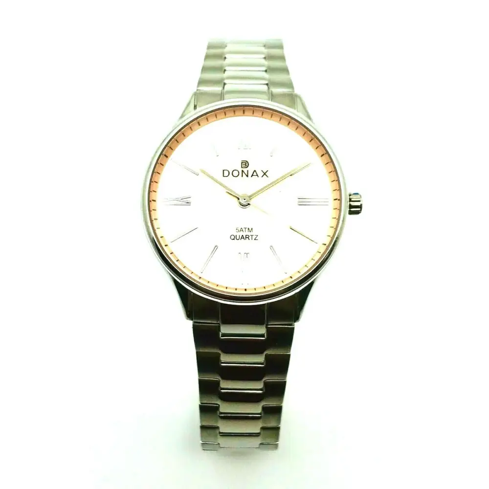 Orologio da donna Donax Solotempo 90397 Rosa in acciaio argento con quadrante bianco e accenti oro