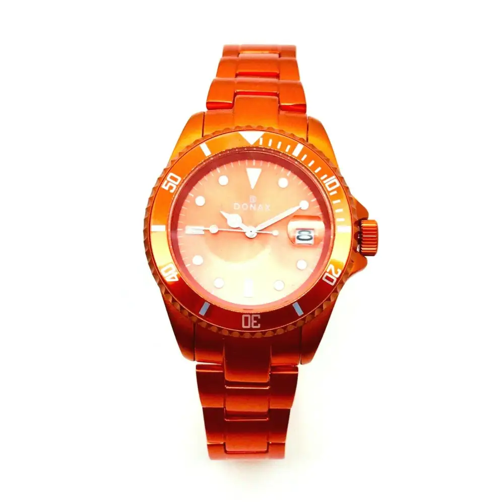 Orologio unisex Donax arancione in alluminio con cassa e bracciale