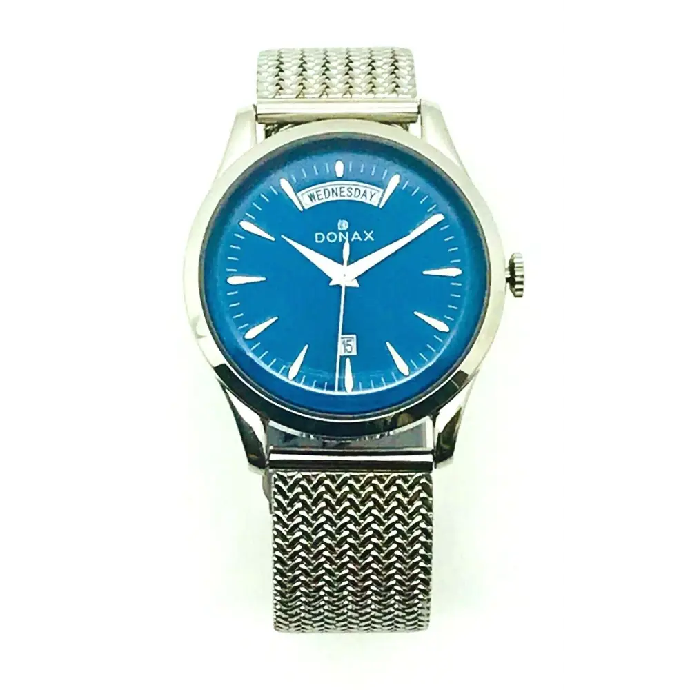 Orologio uomo Donax vintage con quadrante blu e maglia acciaio