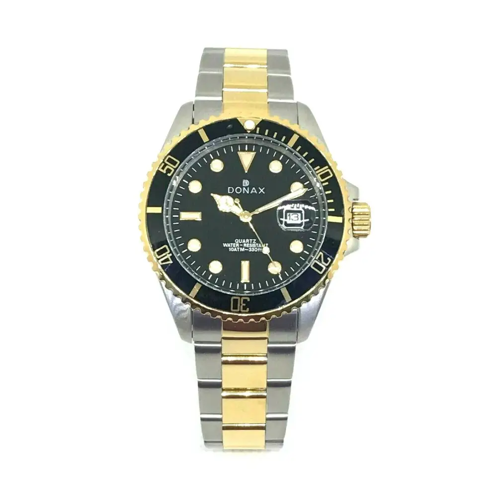 Orologio Donax uomo Submariner due toni oro argento quadrante nero cod. 91904