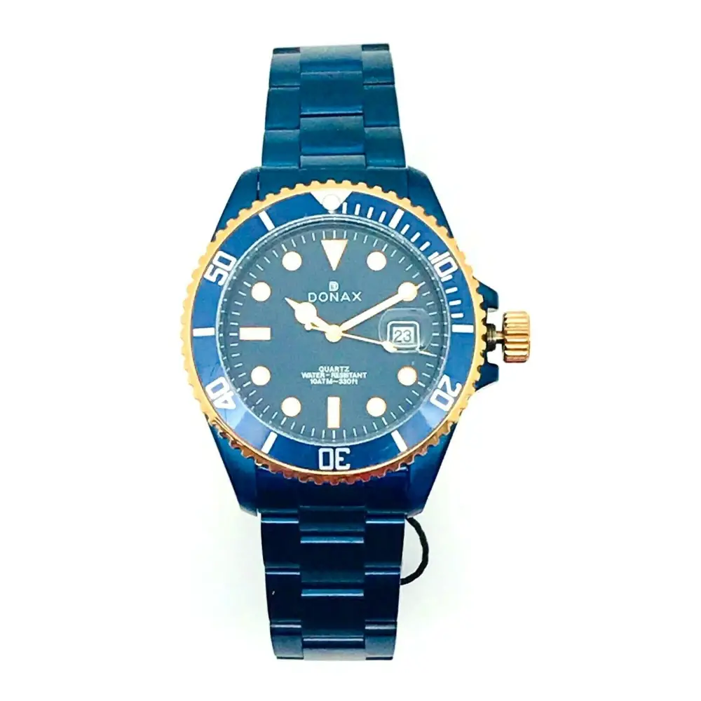 Orologio Donax uomo Submariner blu e oro con bracciale acciaio