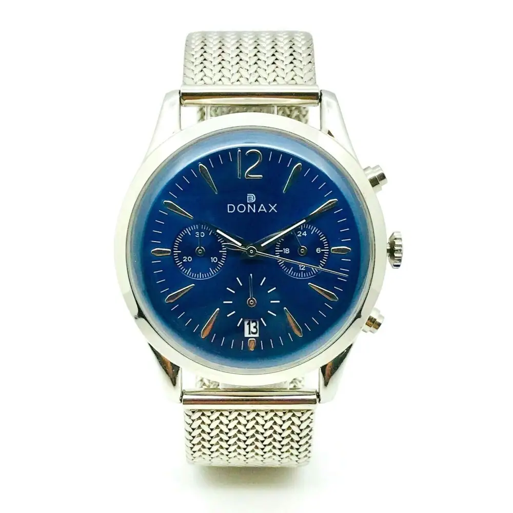 Orologio uomo Donax vintage con maglia silver e quadrante blu