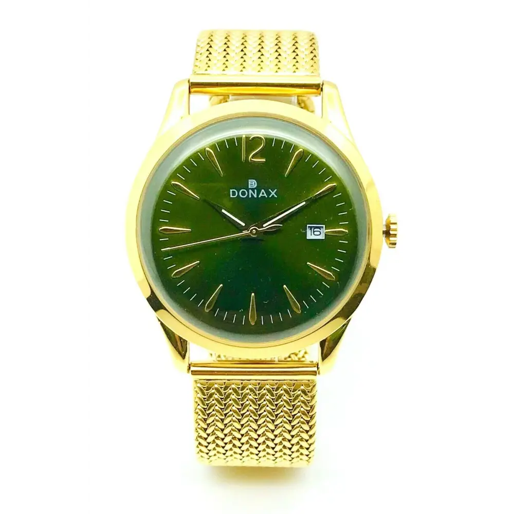 Orologio uomo Donax vintage con bracciale maglia oro e quadrante verde