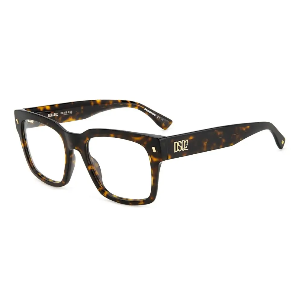 Occhiali da vista rettangolari DSQUARED2 in acetato tartarugato con logo oro