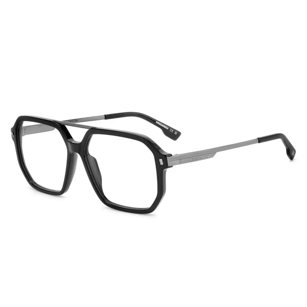 Occhiali da vista DSQUARED2 D2 0123 ANS neri e argento aviator 56/14