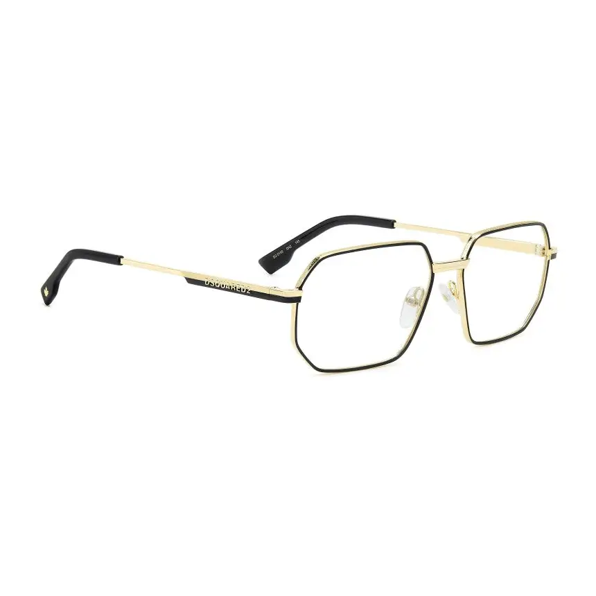 Montatura da vista Dsquared2 D2 0158 oro nero 56/15 rettangolare moderna