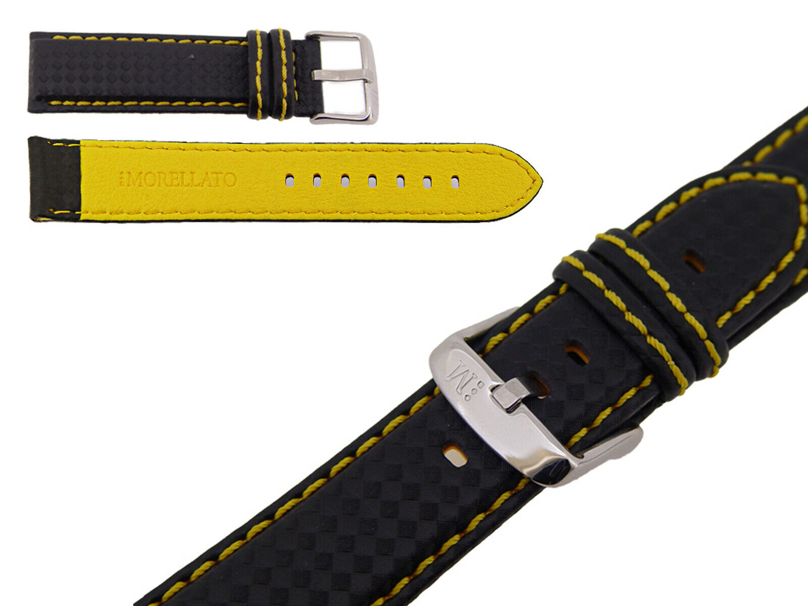 Cinturino Biking Water Resistant In Techno Carbonio Giallo Ansa 20