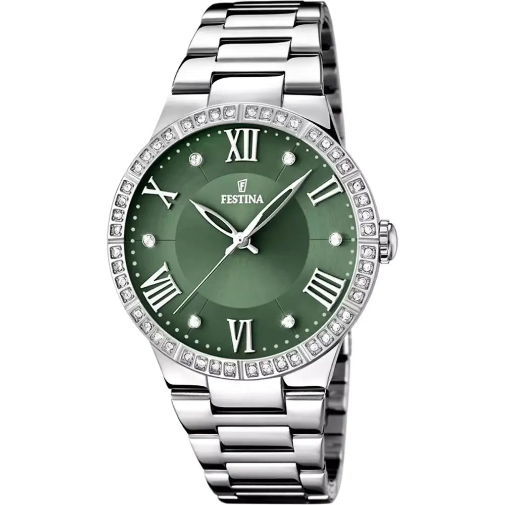 Orologio Festina Donna Boyfriend F16719/5 verde e argento con numeri romani