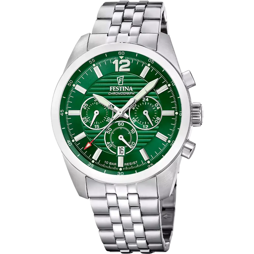 Orologio Festina Timeless Chronograph F20742 in acciaio con quadrante verde